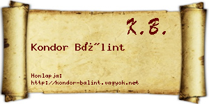 Kondor Bálint névjegykártya