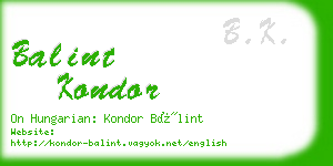 balint kondor business card